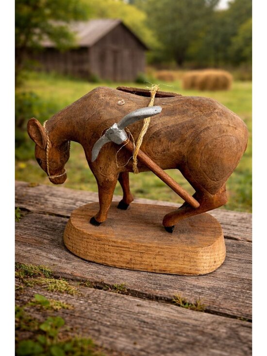 Elmer Groth Other - Elmer Groth Carved Wood Donkey Mule Folk Art Sculpture Davenport Iowa 1977 6"